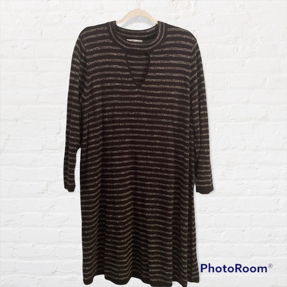 Sandra Darren PLUS  Striped Choker Neck Dress